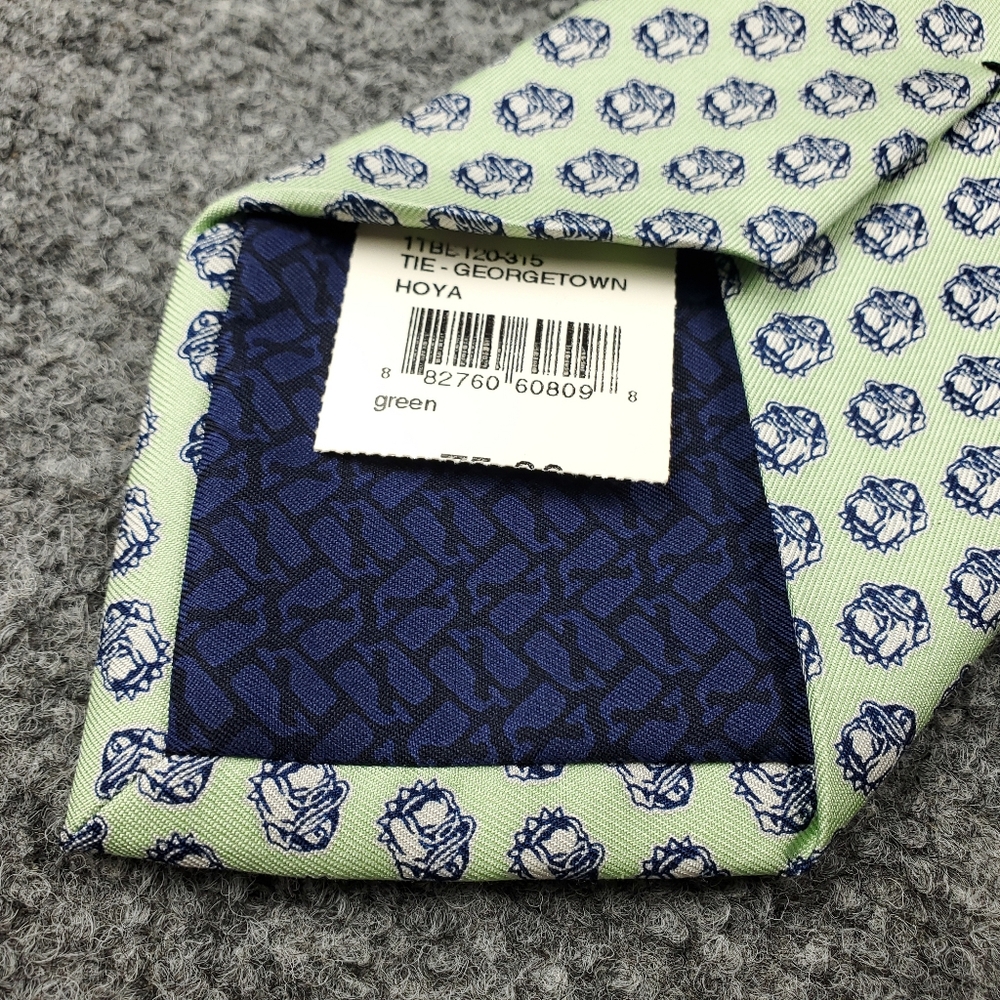 Vineyard Vines Georgetown Hoyas Silk Tie Bulldog Mascot Light Green Formal NEW - Picture 6 of 12